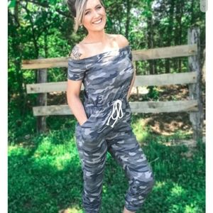 Camo print jumpsuit for women
